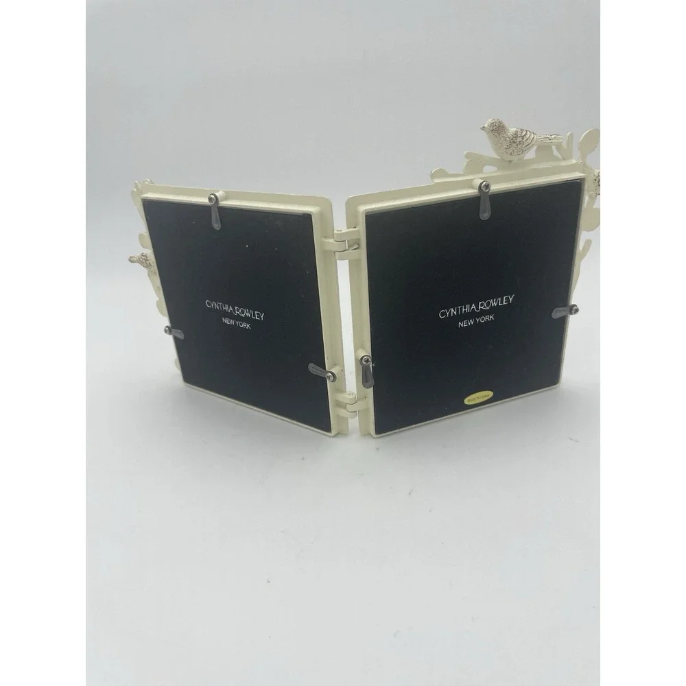 Cynthia Rowley 4X4  Birds on a Branch White Metal Double Picture‎ Photo Frame